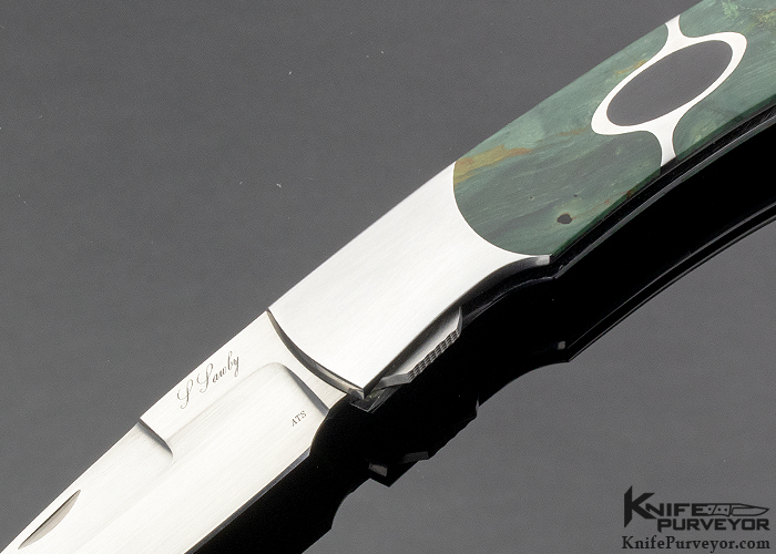 Scott Sawby Custom Knife Kittiwake Selflock with Black Edwards Jade and Willow Creek Jasper - Image 2
