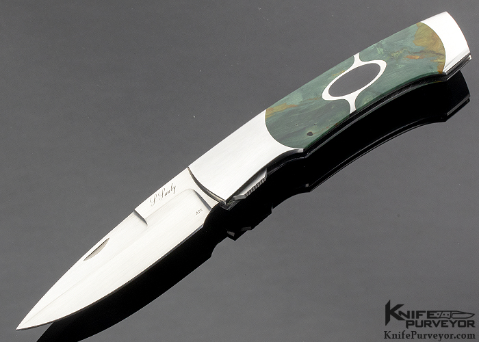 Scott Sawby Custom Knife Kittiwake Selflock with Black Edwards Jade and Willow Creek Jasper 15179