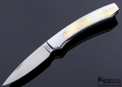 Scott Sawby Custom Knife Gold Lip Pearl Interframe Selflock 11926