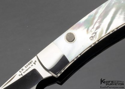 Scott Sawby Custom Knife Mother of Pearl Swift Button Lock - Image 2
