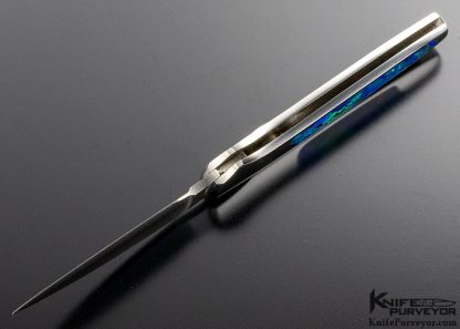 Scott Sawby Custom Knife "Merlin" Button Lock with Azurite and Malachite - Image 7