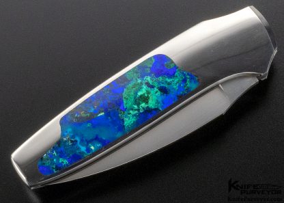 Scott Sawby Custom Knife "Merlin" Button Lock with Azurite and Malachite - Image 5