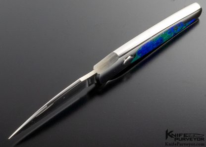 Scott Sawby Custom Knife "Merlin" Button Lock with Azurite and Malachite - Image 6