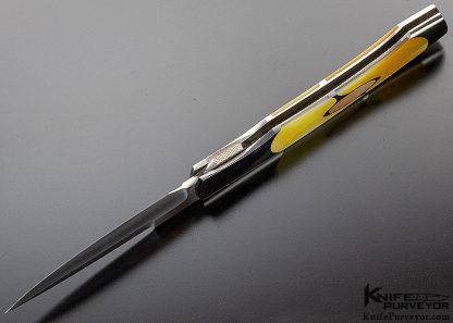 Scott Sawby Custom Knife Goldlip and Blacklip Pearl Kittiwake Selflock - Image 7