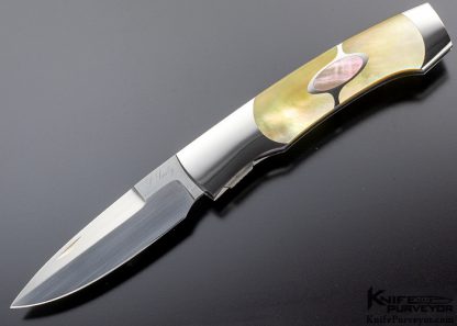 Scott Sawby Custom Knife Goldlip and Blacklip Pearl Kittiwake Selflock