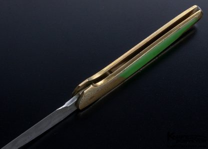 Scott Sawby Custom Knife Green Jade & Mokume "Merlin" Button-Lock - Image 7