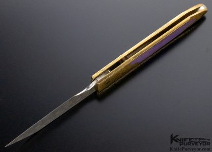 Scott Sawby Custom Knife Lavender Jade & Mokume with Chad Nichols Raindrop Damascus Button lock - Image 7