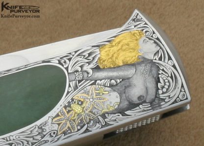 Scott Sawby Custom Knife Kurt Horvath Engraved Jade Interframe Self Lock Tern - Image 5