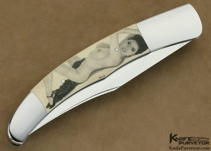 Scott Sawby Custom Knife Pre-ban Elephant Ivory Jumbo Texas Toothpick Self Lock Scrimmed by Ron Luebke Jr. - Image 4