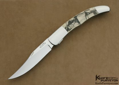 Scott Sawby Custom Knife Pre-ban Elephant Ivory Jumbo Texas Toothpick Self Lock Scrimmed by Ron Luebke Jr.
