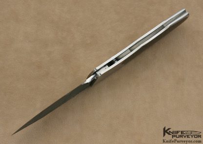 Scott Sawby Custom Knife "Small Bittern" Mike Norris San Mai Damascus & Lightning Strike Carbon Fiber Interframe Button Lock - Image 5