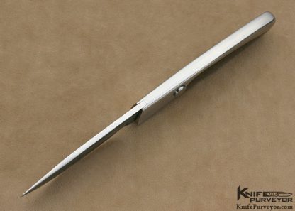 Scott Sawby Custom Knife "Small Bittern" Mike Norris San Mai Damascus & Lightning Strike Carbon Fiber Interframe Button Lock - Image 4