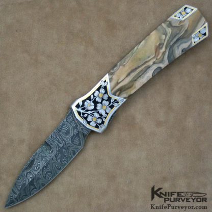 Scott Sawby Custom Knife Royal Sahara Jasper Kingfisher Engraved by Marian Sawby