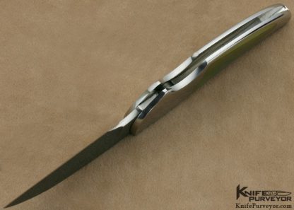Scott Sawby Custom Knife Succor Creek Picture Jasper & Mike Norris Stainless Damascus Button Lock - Image 5