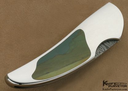 Scott Sawby Custom Knife Succor Creek Picture Jasper & Mike Norris Stainless Damascus Button Lock - Image 3