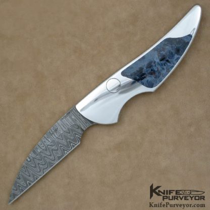 Scott Sawby Custom Knife Pietersite & Damascus Buttonlock Wharncliff Folder