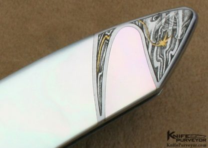 Scott Sawby Custom Knives Jon Robyn Engraved Mother of Pearl Shell Skimmer Self Lock - Image 3
