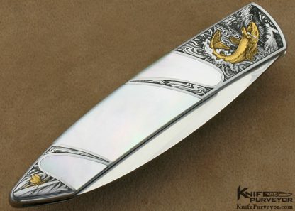 Scott Sawby Custom Knives Jon Robyn Engraved Mother of Pearl Shell Skimmer Self Lock - Image 4