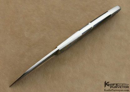 Scott Sawby Custom Knife Black Lip Tahitian Pearl Shell Skimmer with Mike Norris Stainless Steel Damascus Engraved by Jon Robyn - Image 8