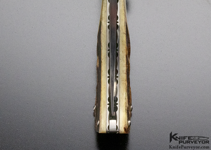 Scott Sawby/Steve Mullin Collaboration Custom Knife Dave Lark Engraved Stag Button Lock - Image 8