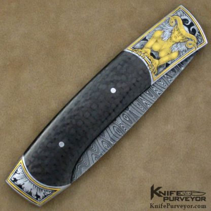 Scott Sawby Custom Knife Carbonfiber Swift Engraved by Jon Robyn - Image 3