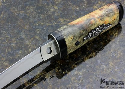Scott Slobodian Custom Knife California Buckeye Stabilized & Buffalo Horn Tanto - Image 6