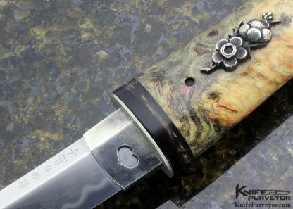 Scott Slobodian Custom Knife California Buckeye Stabilized & Buffalo Horn Tanto - Image 2