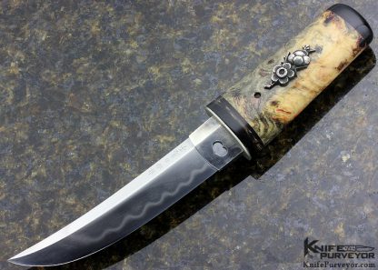 Scott Slobodian Custom Knife California Buckeye Stabilized & Buffalo Horn Tanto