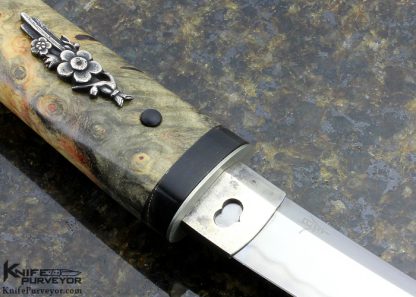 Scott Slobodian Custom Knife California Buckeye Stabilized & Buffalo Horn Tanto - Image 4