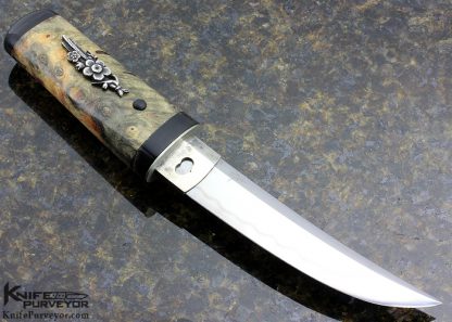 Scott Slobodian Custom Knife California Buckeye Stabilized & Buffalo Horn Tanto - Image 3