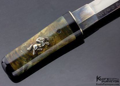 Scott Slobodian Custom Knife Blue Curly Maple Tanto - Image 5