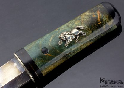 Scott Slobodian Custom Knife Blue Curly Maple Tanto - Image 3