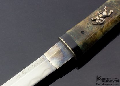 Scott Slobodian Custom Knife Blue Curly Maple Tanto - Image 2