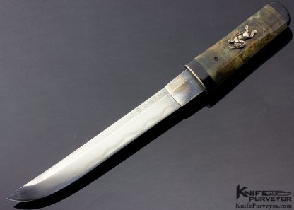 Scott Slobodian Custom Knife Blue Curly Maple Tanto