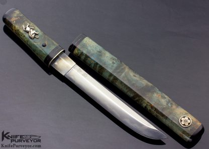Scott Slobodian Custom Knife Blue Curly Maple Tanto - Image 4