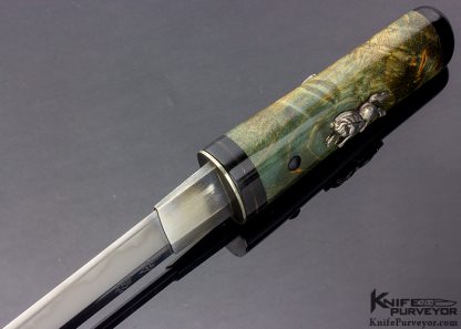 Scott Slobodian Custom Knife Blue Curly Maple Tanto - Image 6