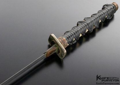 Scott Slobodian Custom Knife Copper Leaf Tanto with Amboyna Burl Scabbard - Image 11