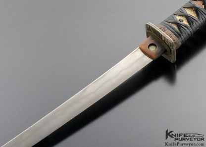 Scott Slobodian Custom Knife Copper Leaf Tanto with Amboyna Burl Scabbard - Image 2