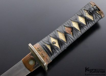 Scott Slobodian Custom Knife Copper Leaf Tanto with Amboyna Burl Scabbard - Image 3