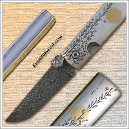 Scott Slobodian's Custom Knife: Weeping Willow in Sterling Silver w/ Devin Thomas Damascus - Image 2
