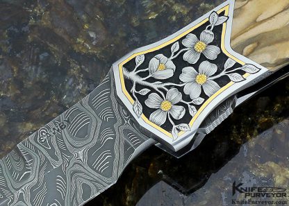 Scott Sawby Custom Knife Royal Sahara Jasper Kingfisher Engraved by Marian Sawby - Image 2