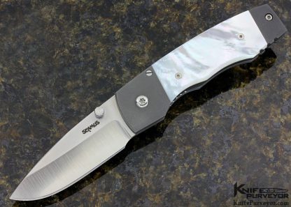 Seamus Custom Knife Bead Blasted Titanium & Mother of Pearl Shell Frame Lock