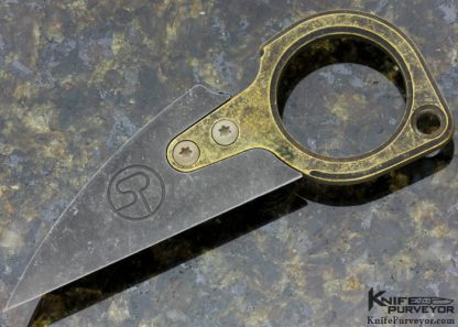 Serge Panchenko Custom Knife Raven Skull Brass Ring