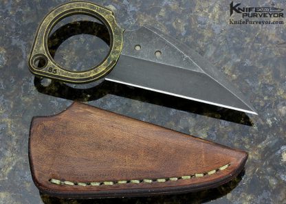 Serge Panchenko Custom Knife Raven Skull Brass Ring - Image 2