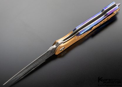 Sergio Consoli Custom Knife #428 Timascus, Bronze and Titanium Flipper with Skull Crusher - Image 7
