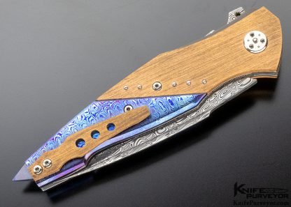 Sergio Consoli Custom Knife #428 Timascus, Bronze and Titanium Flipper with Skull Crusher - Image 5