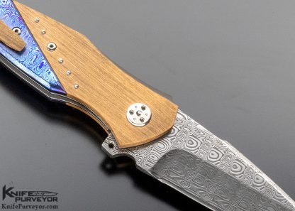 Sergio Consoli Custom Knife #428 Timascus, Bronze and Titanium Flipper with Skull Crusher - Image 4
