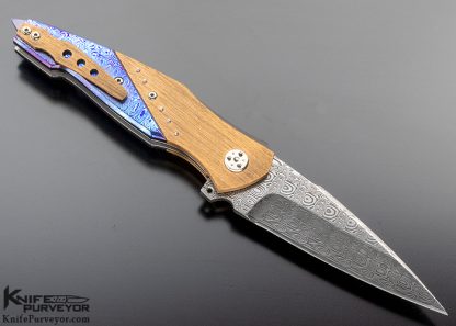 Sergio Consoli Custom Knife #428 Timascus, Bronze and Titanium Flipper with Skull Crusher - Image 3