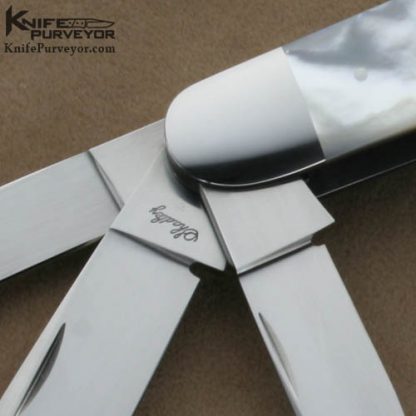 Eugene Shadley Custom Knives 5 Blade Mother of Pearl Sow Belly Slipjoint - Image 2