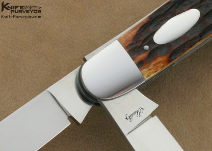Eugene Shadley Custom Knife 2 Bladed Jigged Bone Slip Joint - Image 2